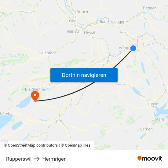Rupperswil to Hermrigen map