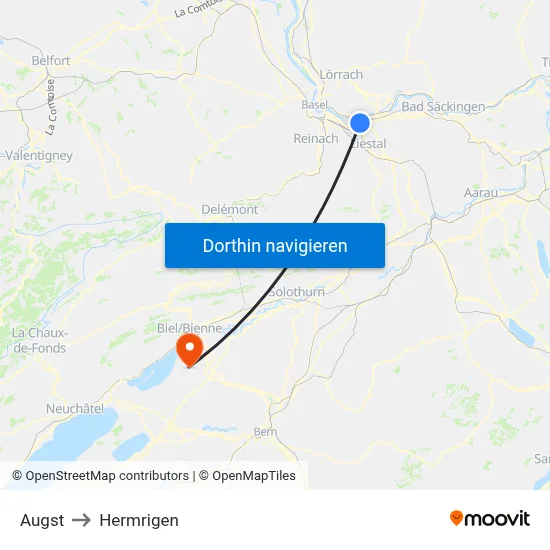 Augst to Hermrigen map