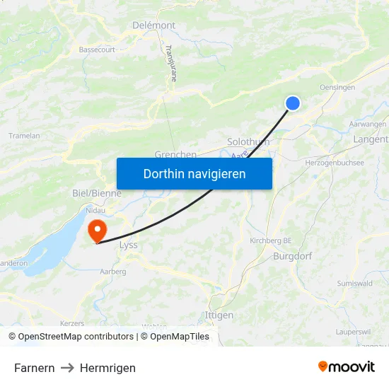 Farnern to Hermrigen map