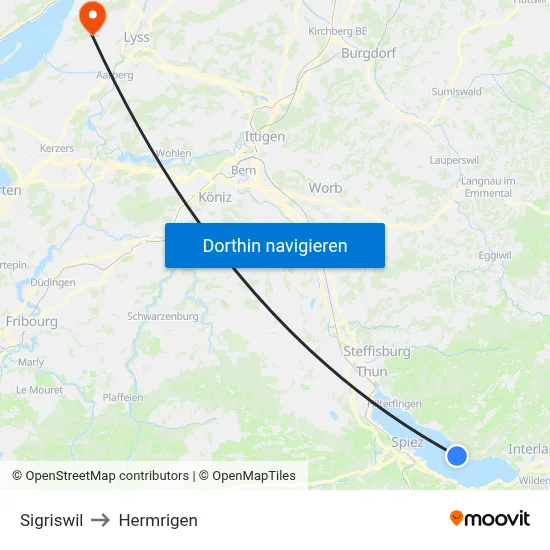 Sigriswil to Hermrigen map