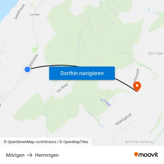 Mörigen to Hermrigen map