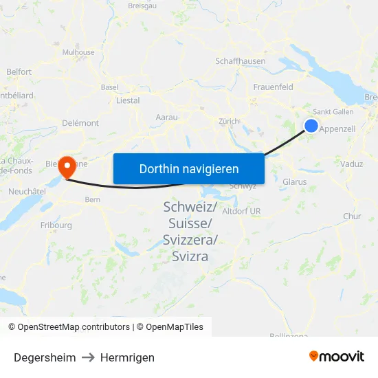 Degersheim to Hermrigen map