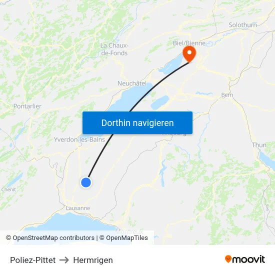 Poliez-Pittet to Hermrigen map