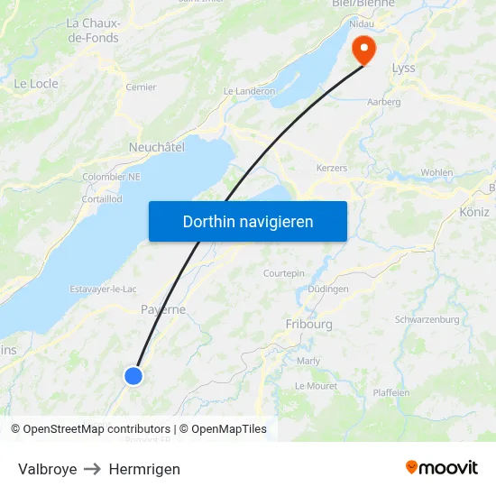Valbroye to Hermrigen map