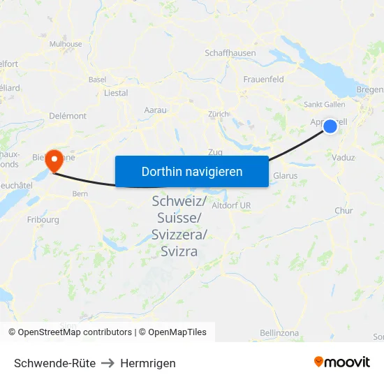 Schwende-Rüte to Hermrigen map