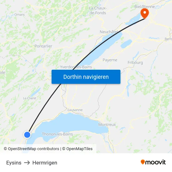 Eysins to Hermrigen map