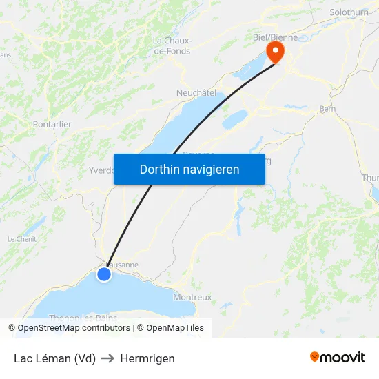 Lac Léman (Vd) to Hermrigen map