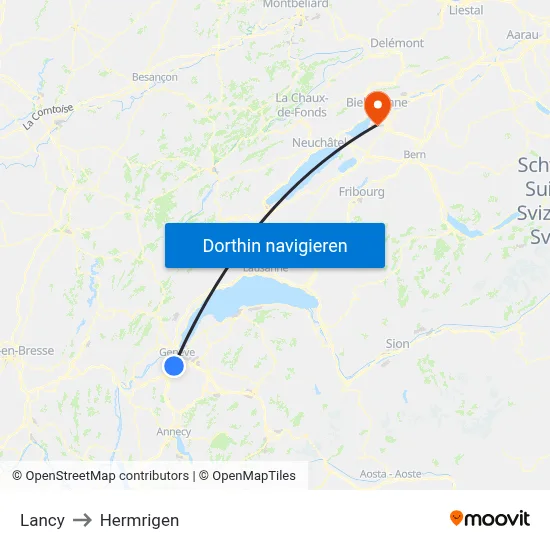 Lancy to Hermrigen map