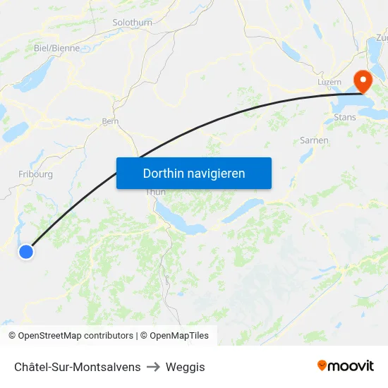 Châtel-Sur-Montsalvens to Weggis map