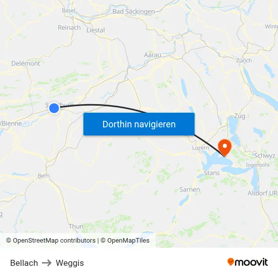 Bellach to Weggis map