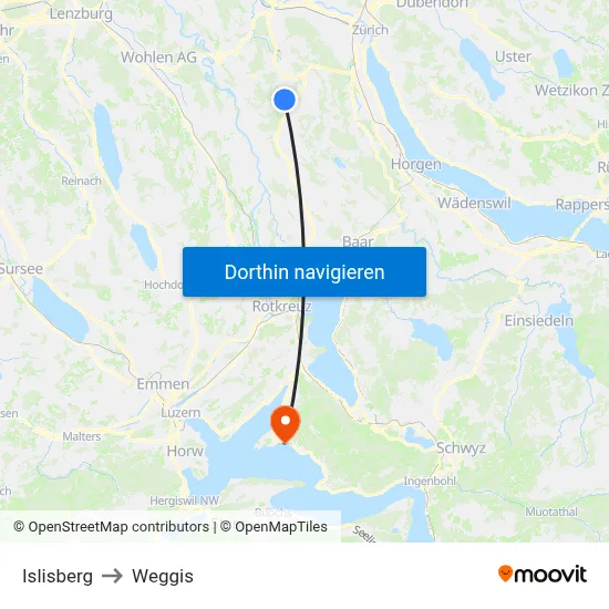 Islisberg to Weggis map