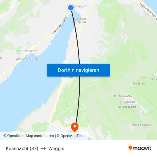 Küssnacht (Sz) to Weggis map