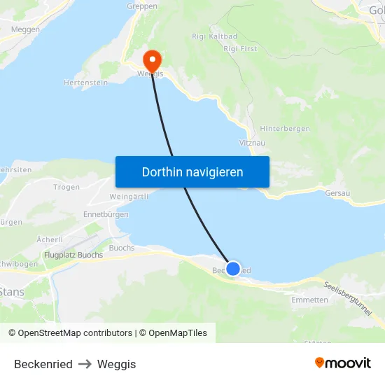 Beckenried to Weggis map