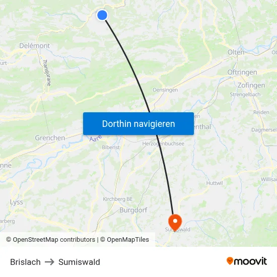 Brislach to Sumiswald map