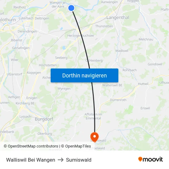 Walliswil Bei Wangen to Sumiswald map
