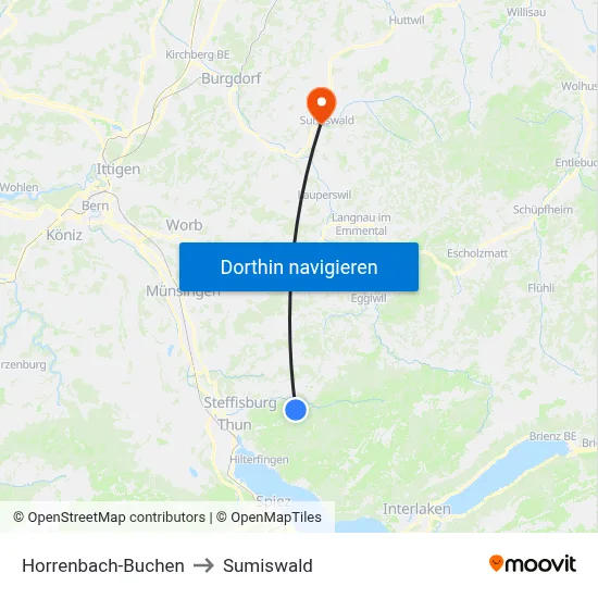 Horrenbach-Buchen to Sumiswald map
