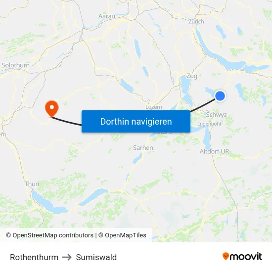 Rothenthurm to Sumiswald map