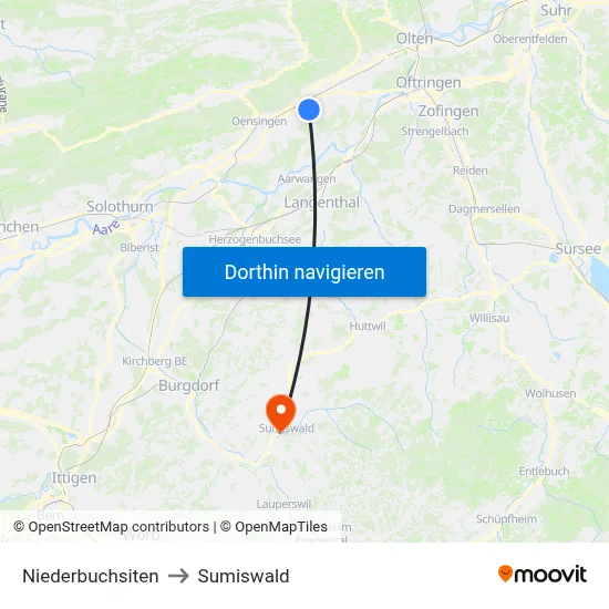 Niederbuchsiten to Sumiswald map