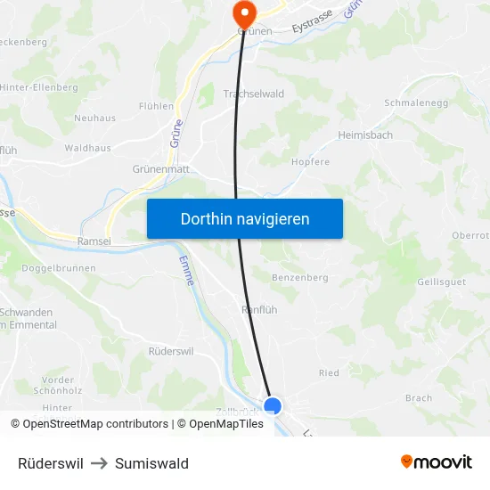 Rüderswil to Sumiswald map