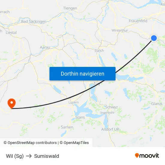 Wil (Sg) to Sumiswald map