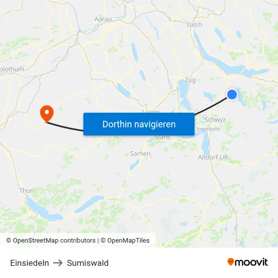 Einsiedeln to Sumiswald map