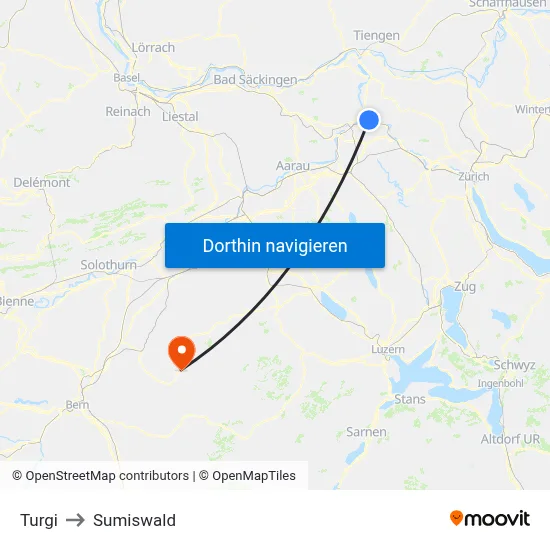 Turgi to Sumiswald map