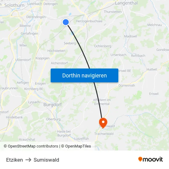 Etziken to Sumiswald map