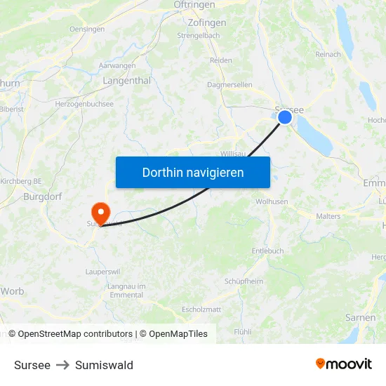 Sursee to Sumiswald map