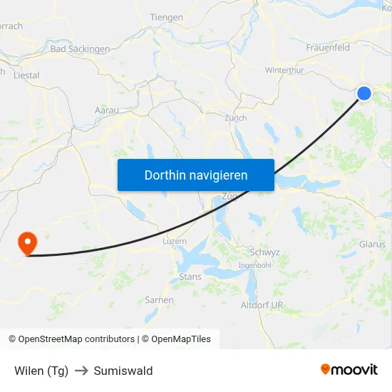 Wilen (Tg) to Sumiswald map