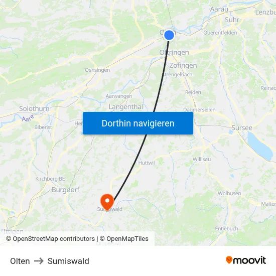 Olten to Sumiswald map