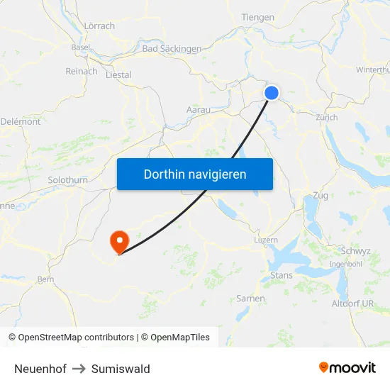 Neuenhof to Sumiswald map