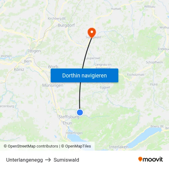 Unterlangenegg to Sumiswald map
