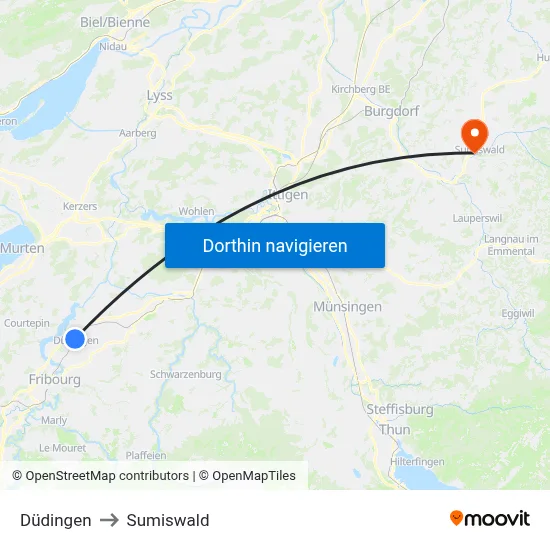 Düdingen to Sumiswald map