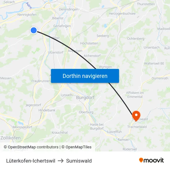 Lüterkofen-Ichertswil to Sumiswald map