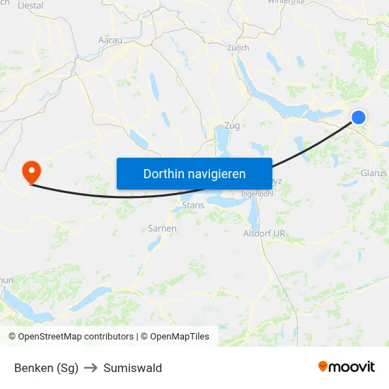 Benken (Sg) to Sumiswald map