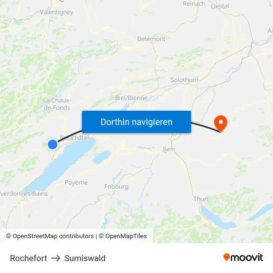 Rochefort to Sumiswald map