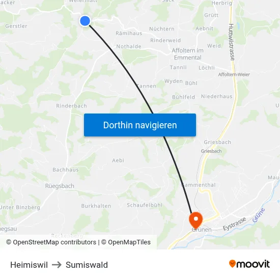 Heimiswil to Sumiswald map