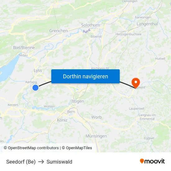 Seedorf (Be) to Sumiswald map
