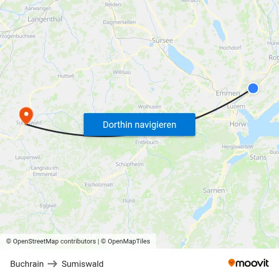 Buchrain to Sumiswald map