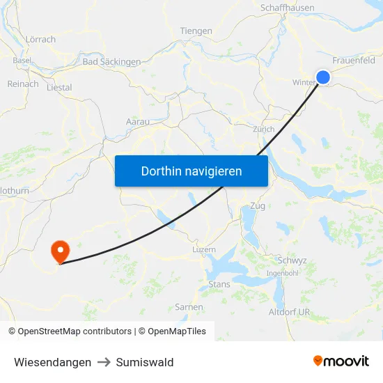 Wiesendangen to Sumiswald map