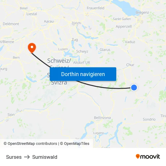 Surses to Sumiswald map