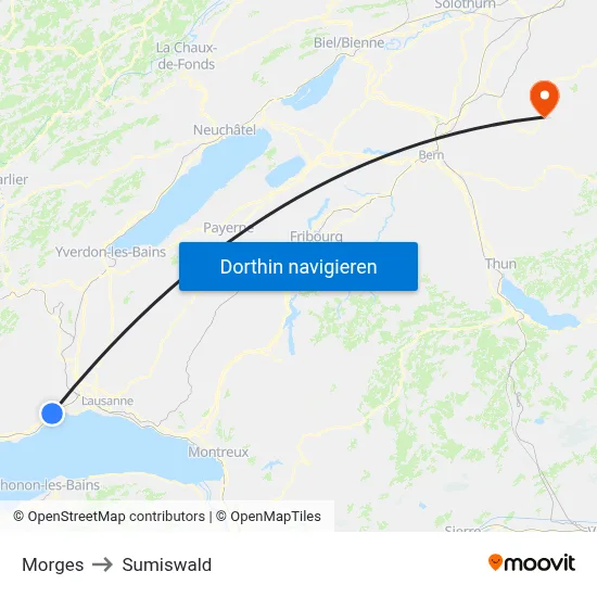 Morges to Sumiswald map