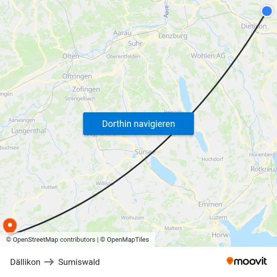 Dällikon to Sumiswald map