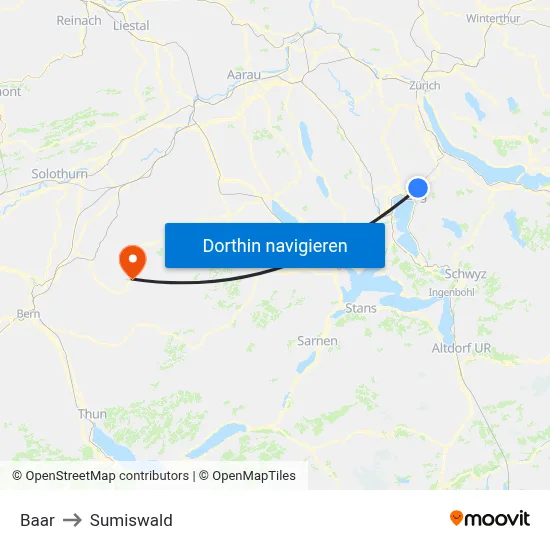 Baar to Sumiswald map