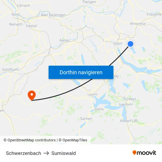 Schwerzenbach to Sumiswald map