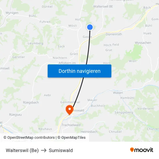 Walterswil (Be) to Sumiswald map