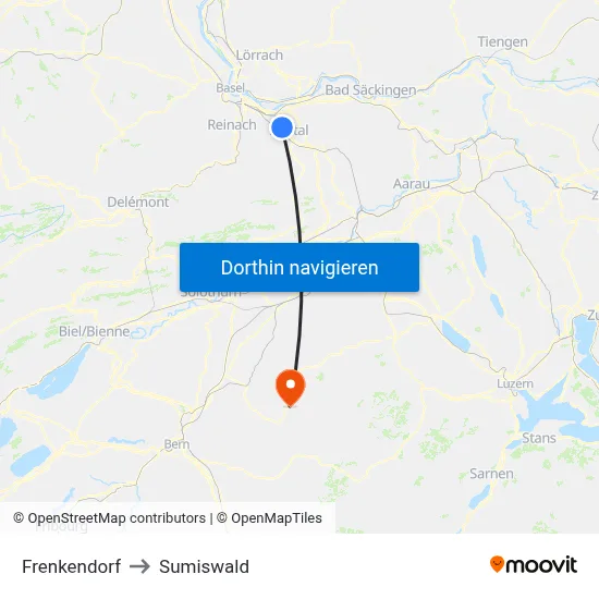 Frenkendorf to Sumiswald map