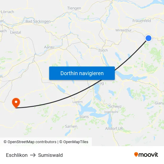 Eschlikon to Sumiswald map
