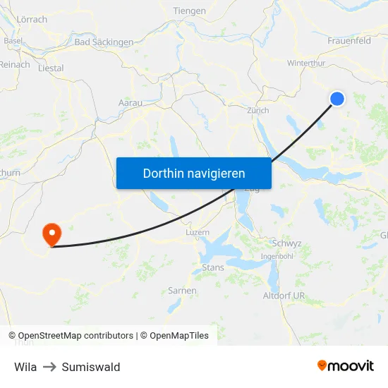 Wila to Sumiswald map