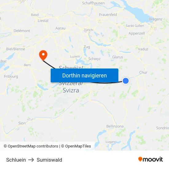 Schluein to Sumiswald map